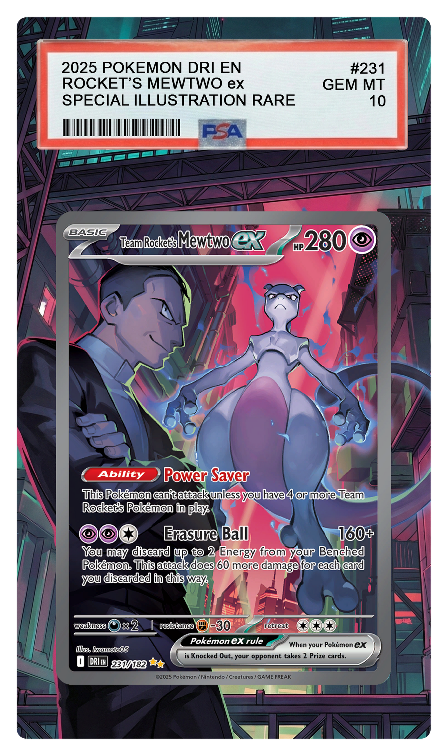Team Rocket's Mewtwo ex - 231 DRI Custom Extended Aura