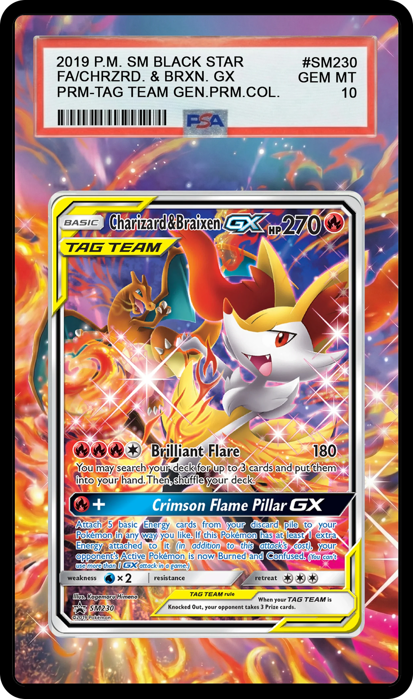 Charizard & Braixen GX - SM230 Promo Custom Extended Aura