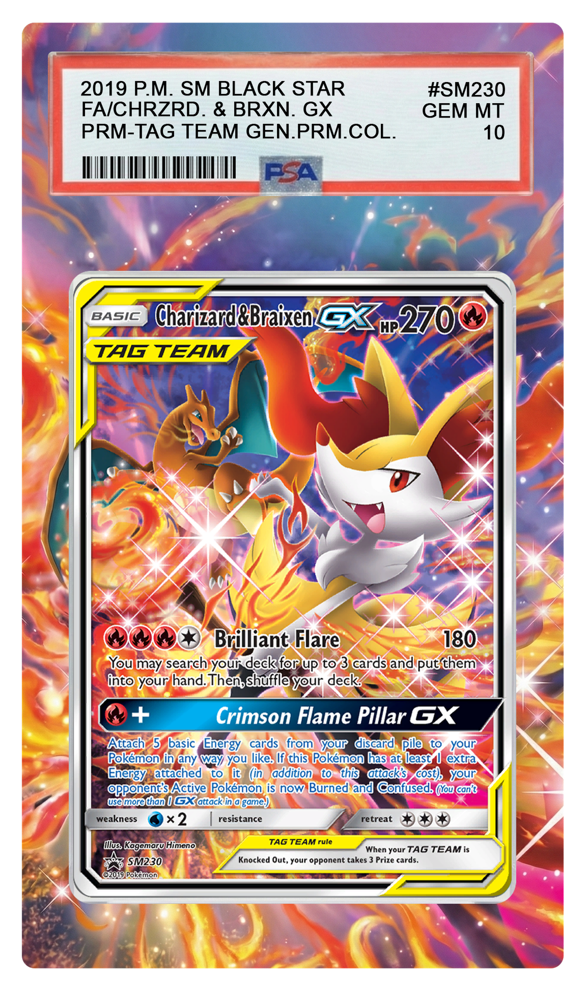 Charizard & Braixen GX - SM230 Promo Custom Extended Aura
