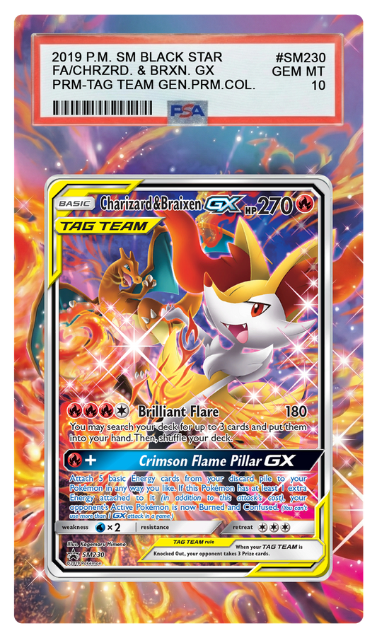 Charizard & Braixen GX - SM230 Promo Custom Extended Aura