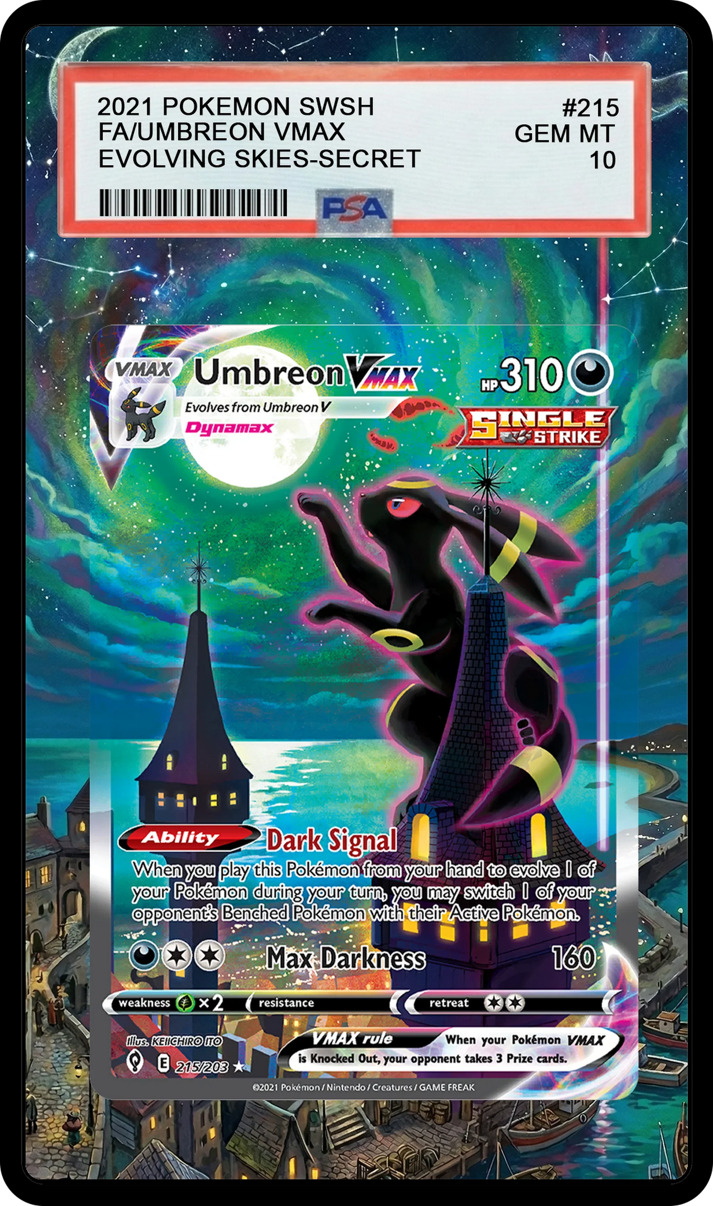 Umbreon VMAX (Single Strike) - 215 SWSH07 Custom Extended Aura
