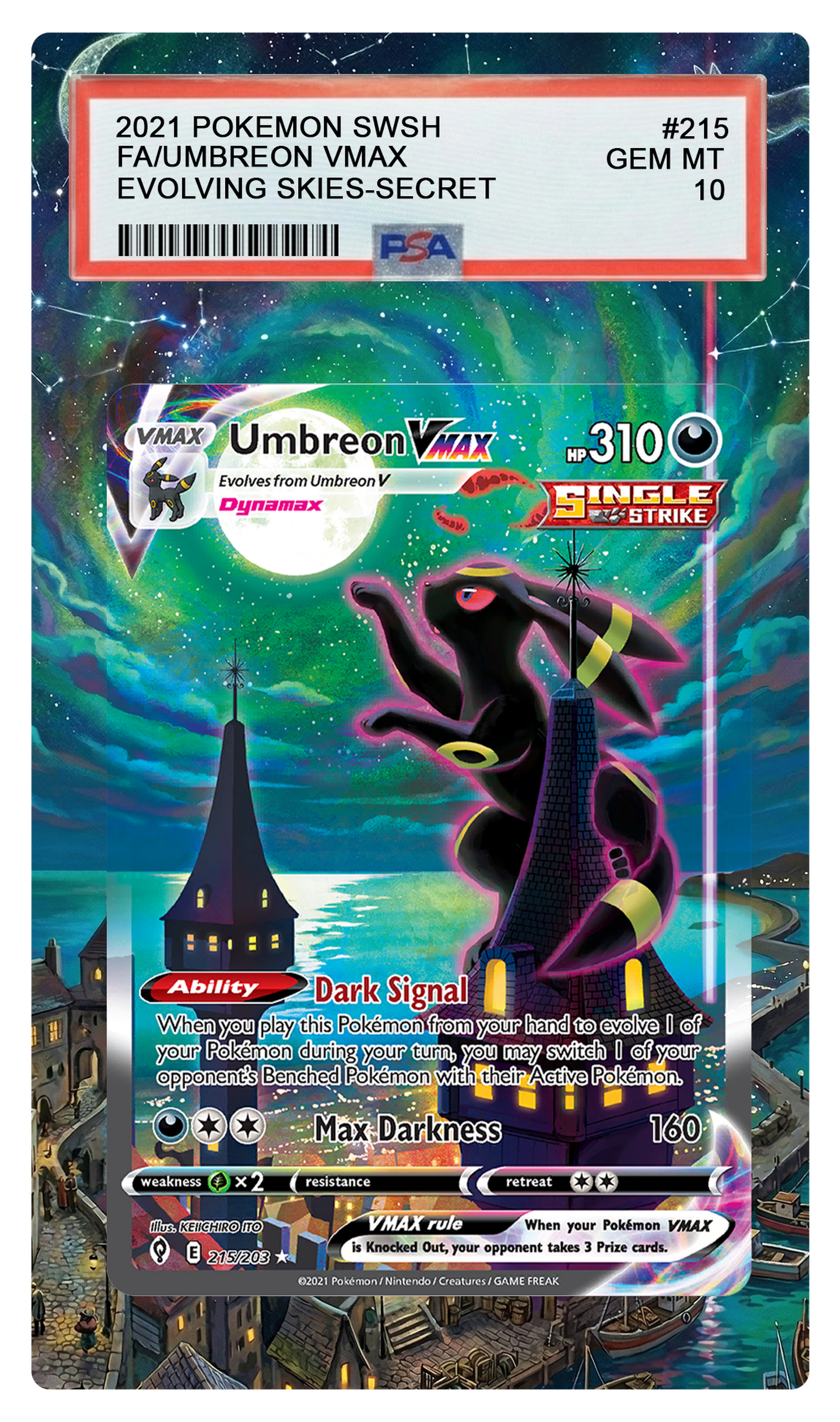 Umbreon VMAX (Single Strike) - 215 SWSH07 Custom Extended Aura