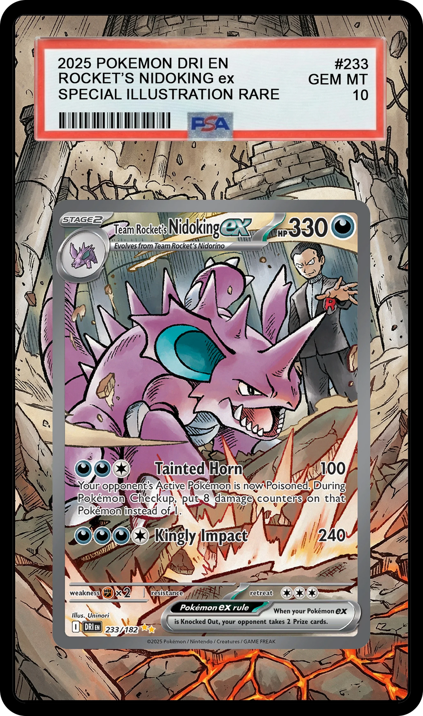 Team Rocket's Nidoking ex - 233 DRI Custom Extended Aura