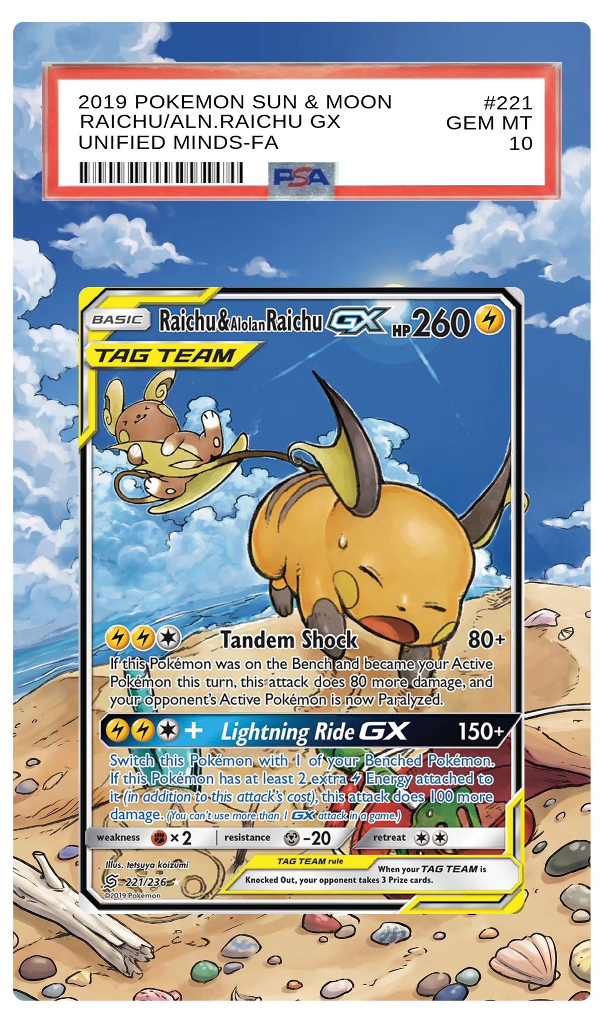 Raichu & Alolan Raichu GX - 221 Unified Minds Custom Extended Aura