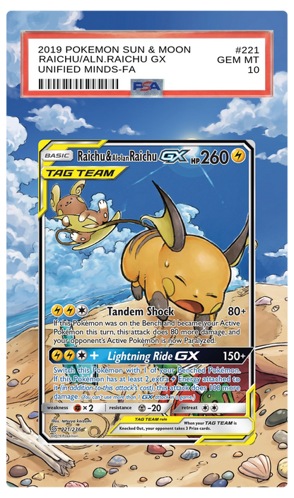 Raichu & Alolan Raichu GX - 221 Unified Minds Custom Extended Aura