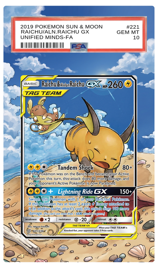 Raichu & Alolan Raichu GX - 221 Unified Minds Custom Extended Aura