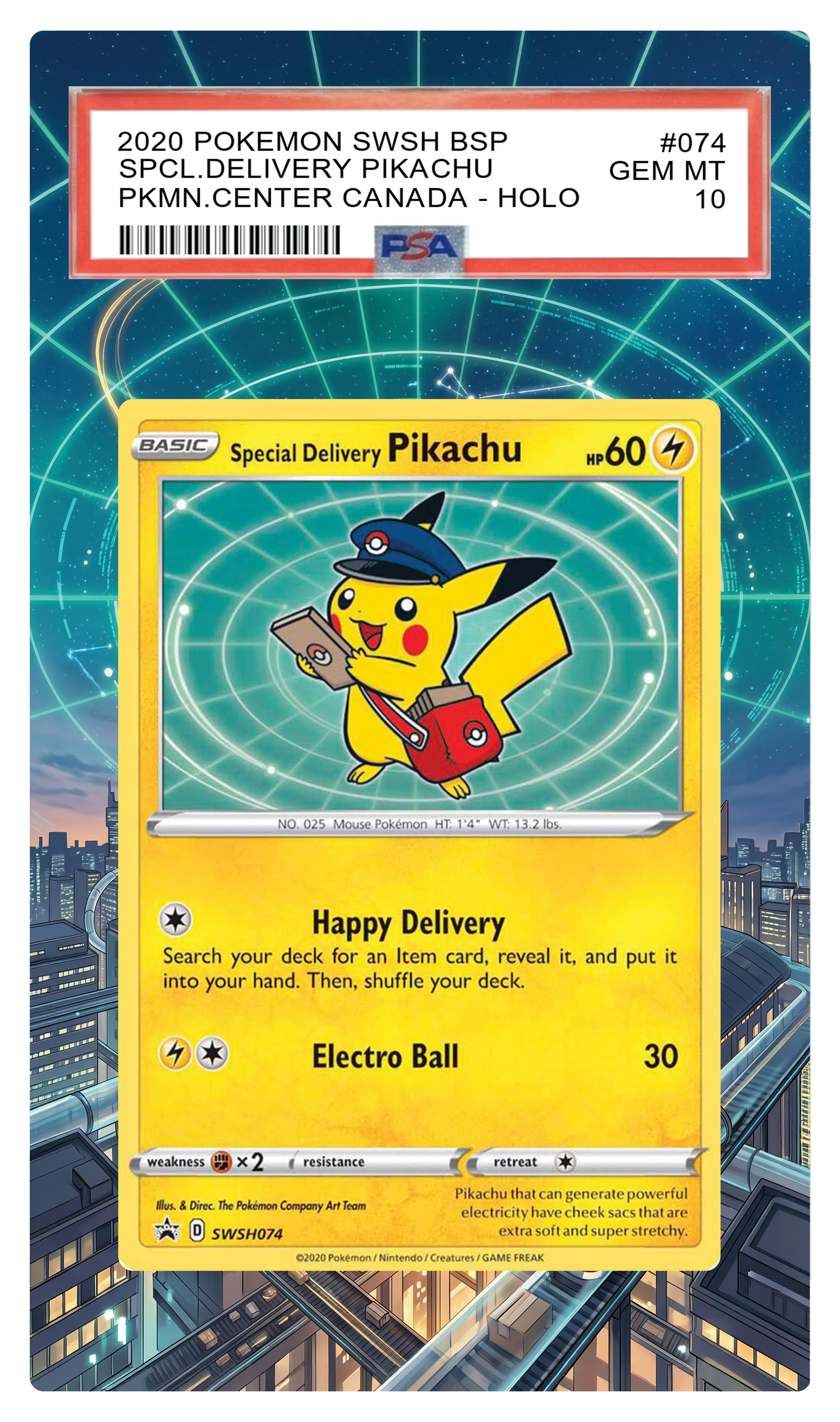Special Delivery Pikachu - SWSH074 SWSH Custom Extended Aura