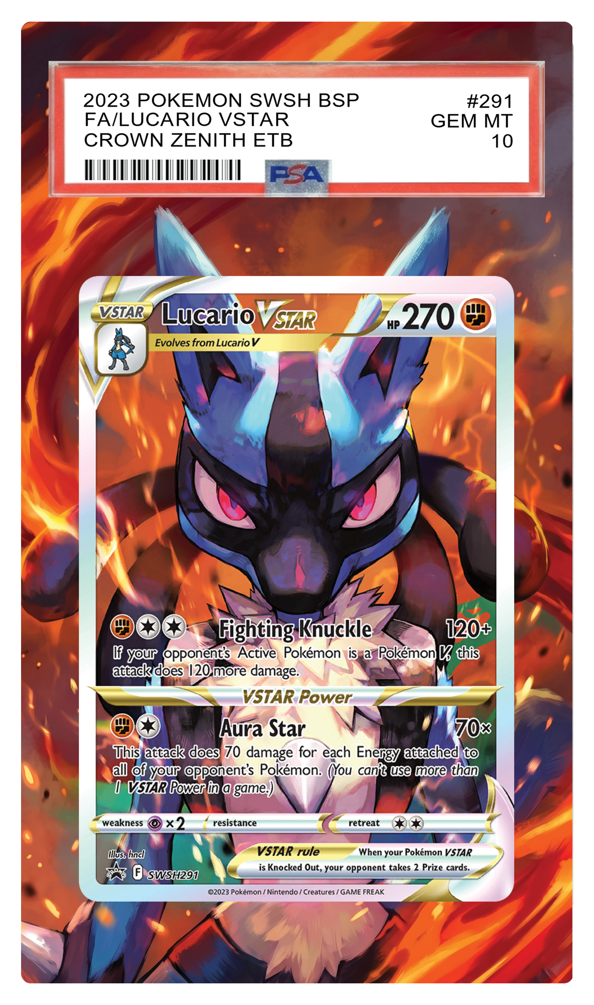 Lucario VSTAR - SWSH291 Black Star Custom Extended Aura