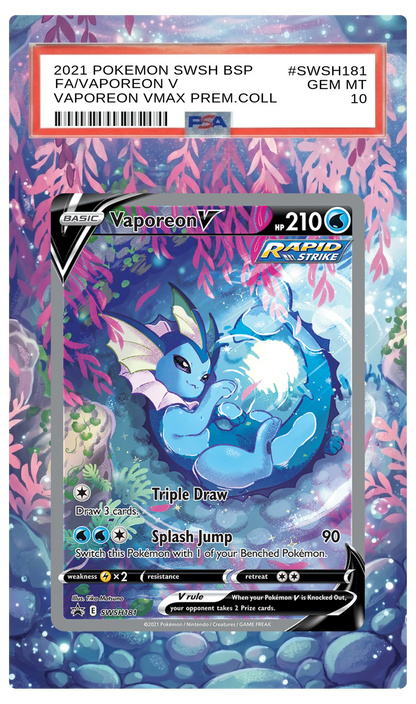 Vaporeon V - SWSH181 Black Star Custom Extended Aura