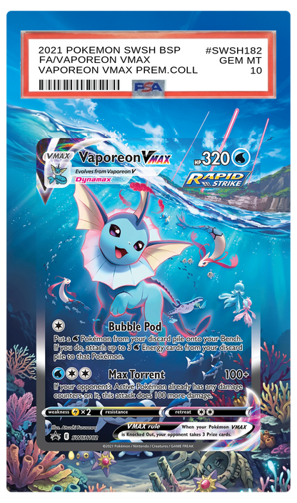 Vaporeon VMAX - SWSH182 Black Star Custom Extended Aura