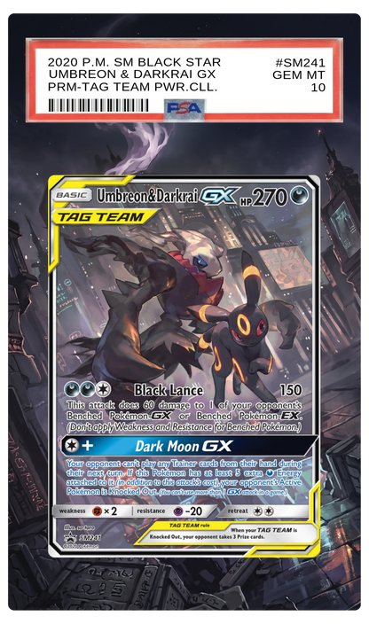 Umbreon & Darkrai GX - SM241 Black Star Custom Extended Aura