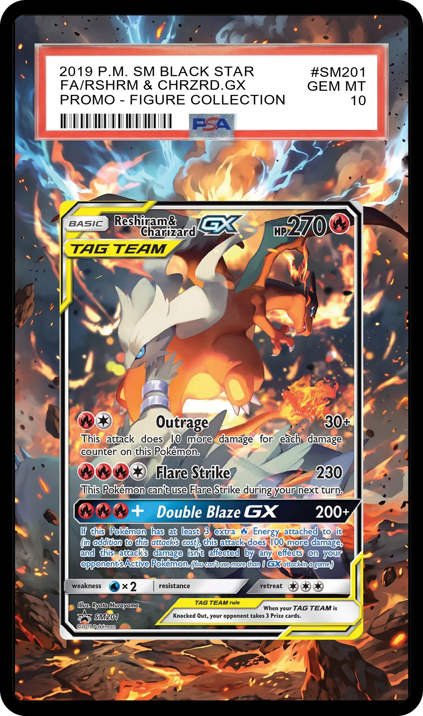 Reshiram & Charizard GX - SM201 Black Star Custom Extended Aura