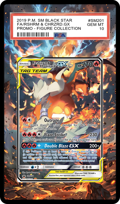 Reshiram & Charizard GX - SM201 Black Star Custom Extended Aura
