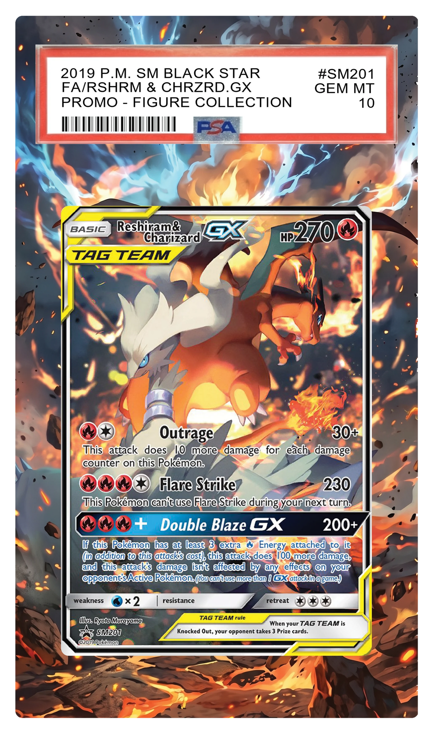 Reshiram & Charizard GX - SM201 Black Star Custom Extended Aura