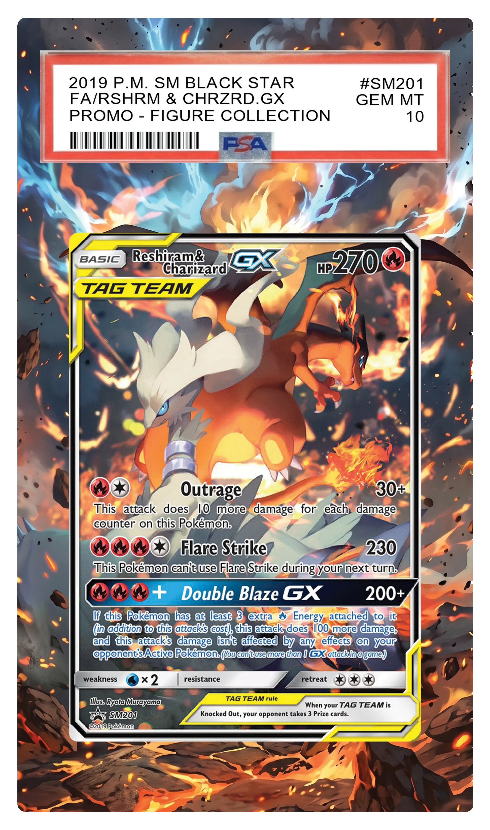 Reshiram & Charizard GX - SM201 Black Star Custom Extended Aura