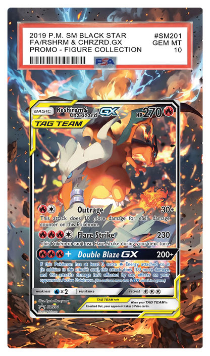 Reshiram & Charizard GX - SM201 Black Star Custom Extended Aura