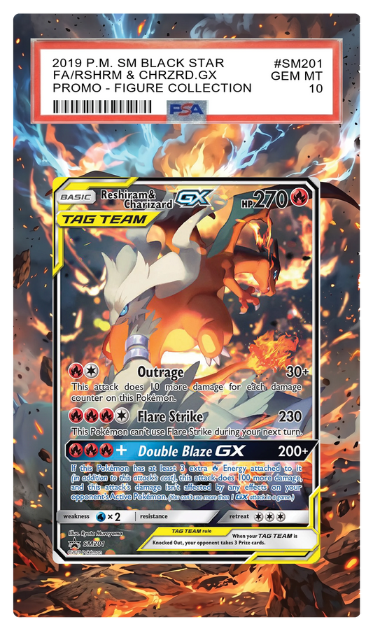 Reshiram & Charizard GX - SM201 Black Star Custom Extended Aura