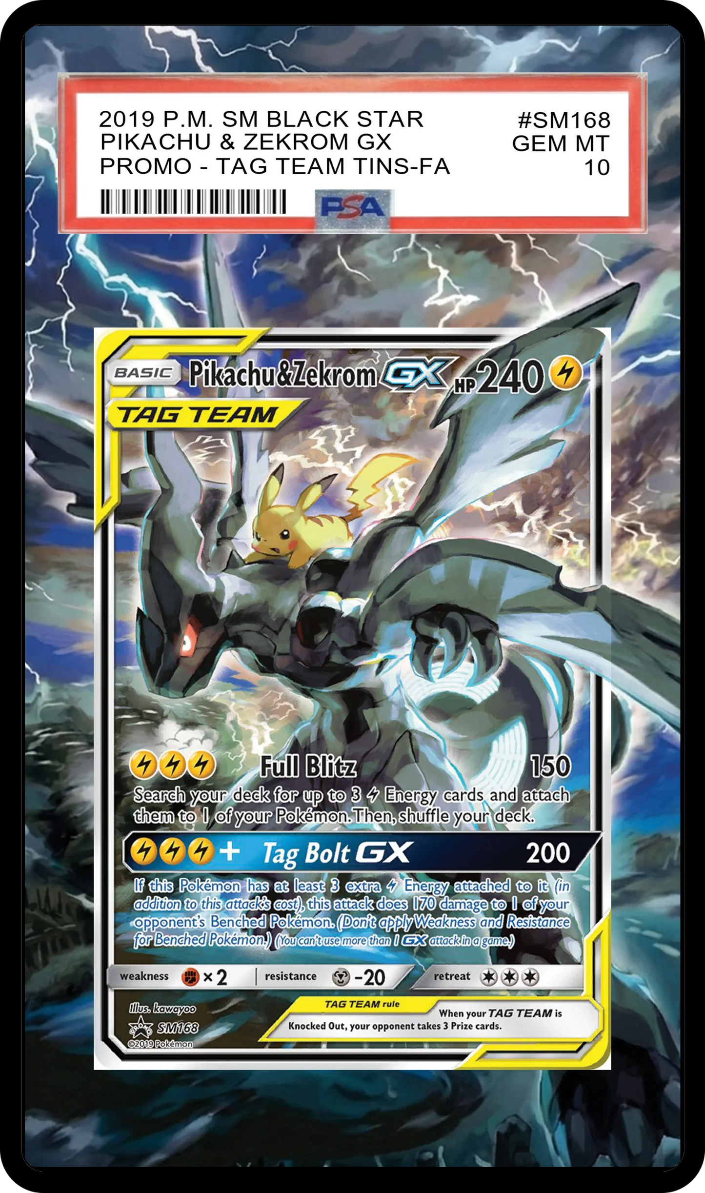Pikachu & Zekrom GX - SM168 Black Star Custom Extended Aura