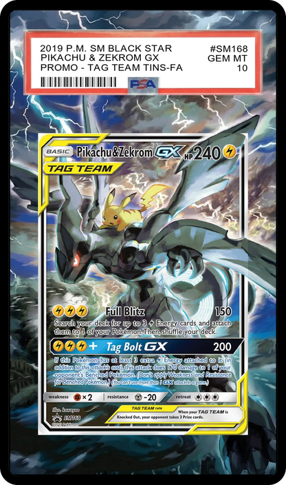 Pikachu & Zekrom GX - SM168 Black Star Custom Extended Aura