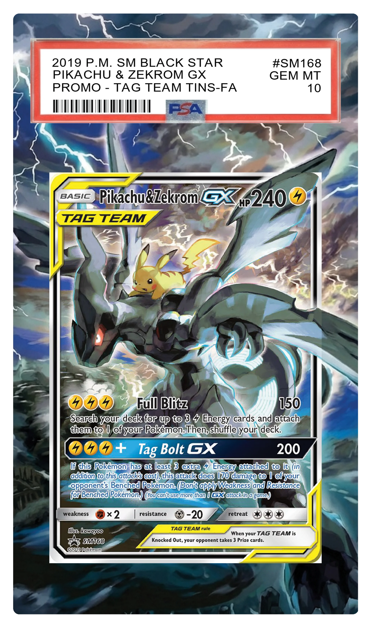 Pikachu & Zekrom GX - SM168 Black Star Custom Extended Aura
