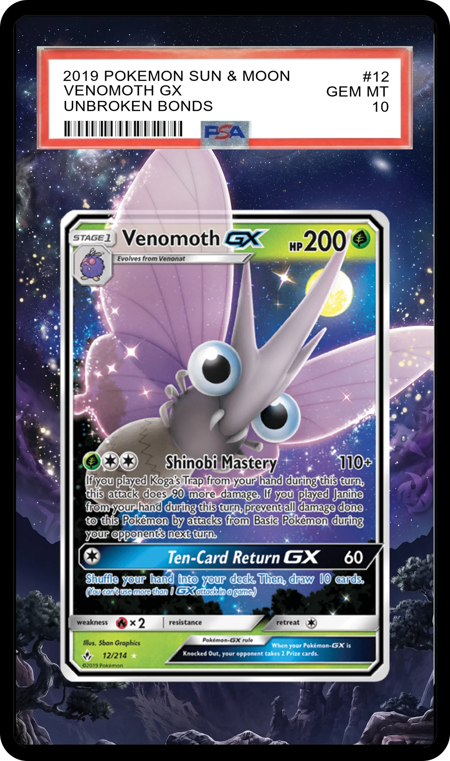 Venomoth GX - 12 Unbroken Bonds Custom Extended Aura