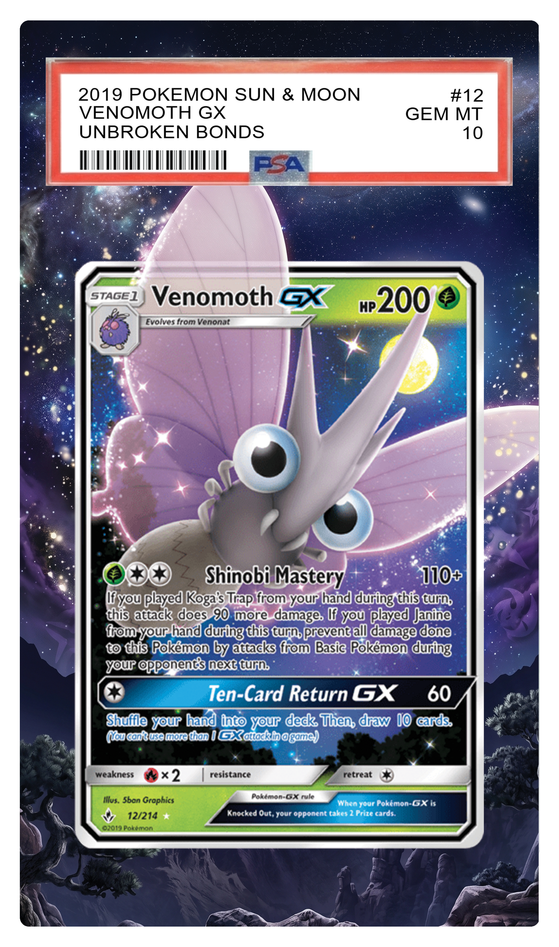 Venomoth GX - 12 Unbroken Bonds Custom Extended Aura