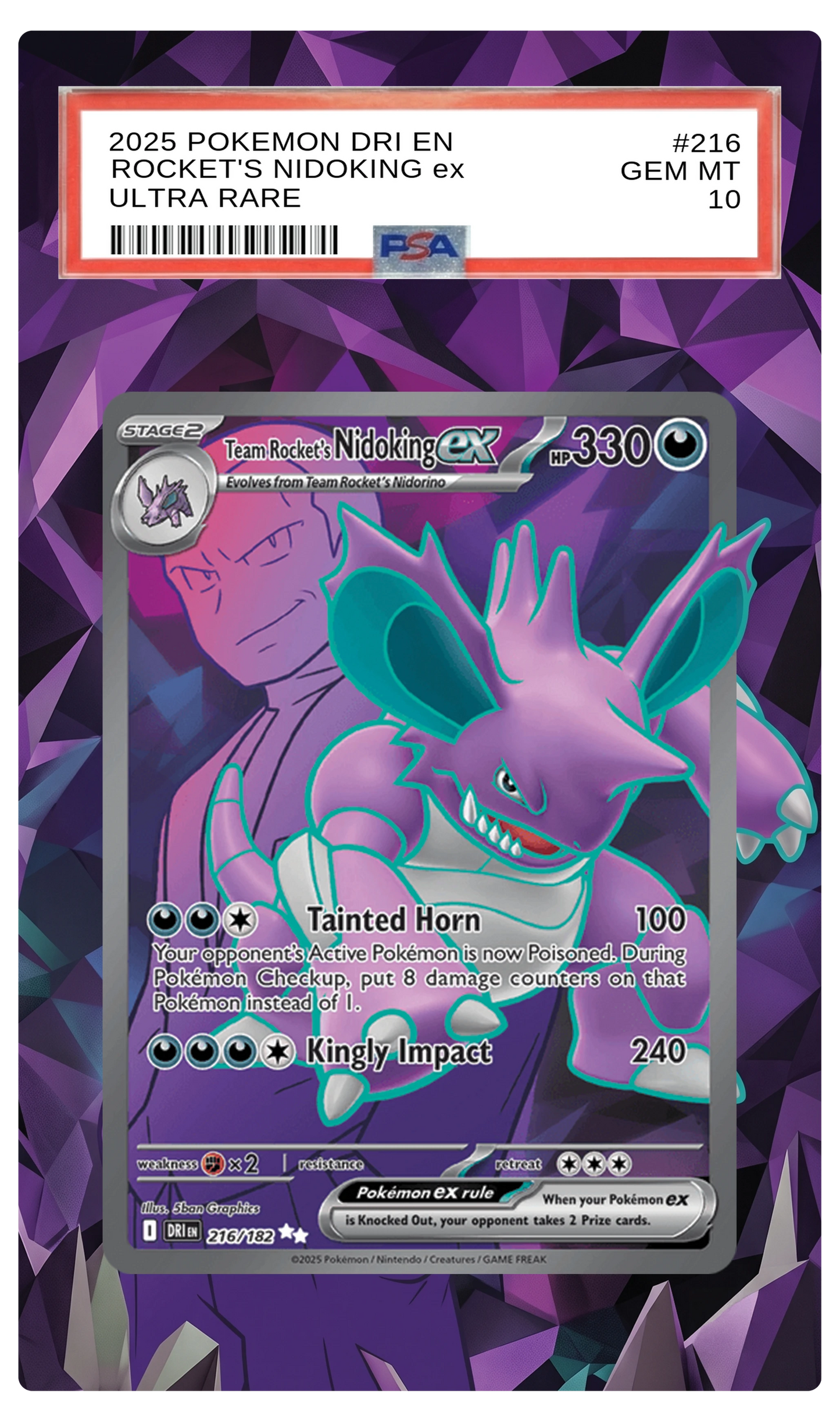 Team Rocket's Nidoking ex - 216 DRI Custom Extended Aura