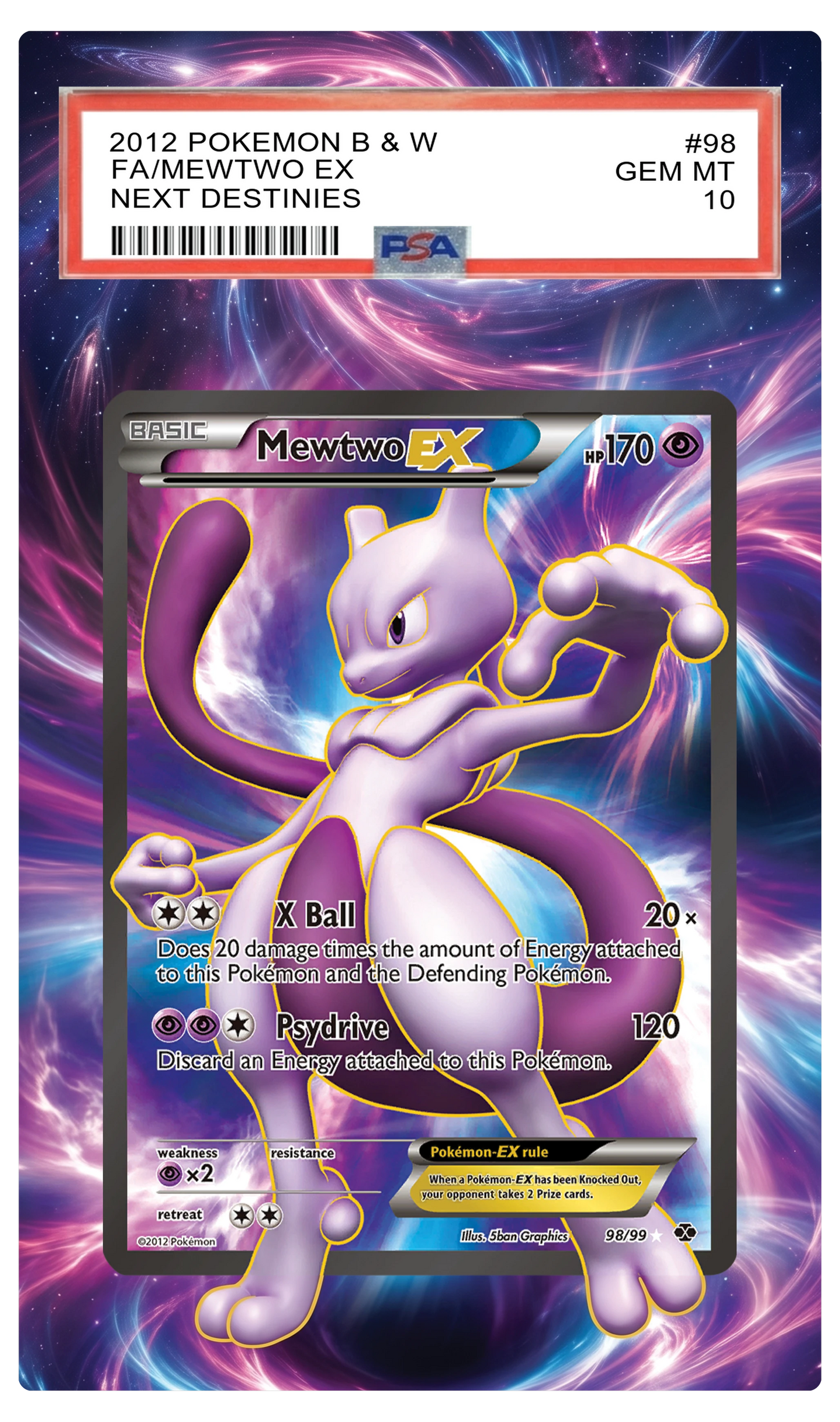 Mewtwo EX - 98 B&W Custom Extended Aura